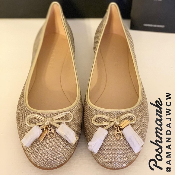 Coach Gold Ballet Slippers- NWT - Picture 2 of 8